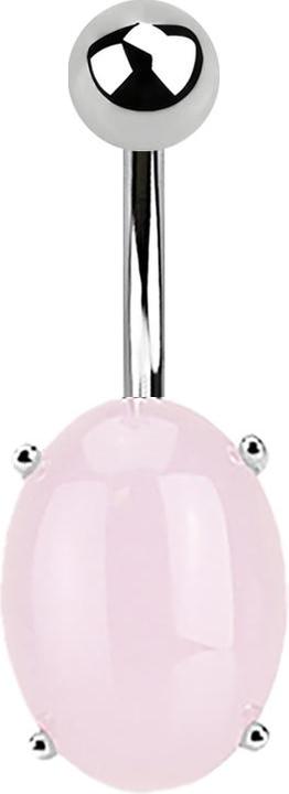Star Piercing Banane silber mit Ovalem pink Aventurine Stein (Mineralisch, ohne Messing, Chirurgenstahl 316L)