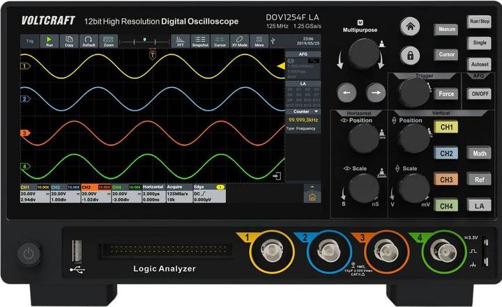 Actual product image Voltcraft DOV1254F LA Digital-Oszilloskop 125 MHz 4-Kanal 1.25 GSa/s 100 Mpts 1 (CAT II)