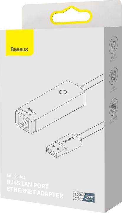 Produktbild Baseus Lite Series USB to RJ45 network adapter, 1000Mbps (gray) (USB 3.0, RJ45 (1x))