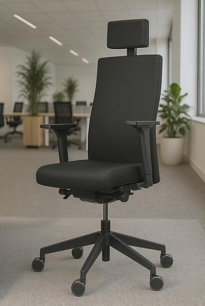 Actual product image Trendoffice DAUPHIN Bürostuhl to-strike comfort mit Nackenstütze 9246 Stoff schwarz Gestell (9246)