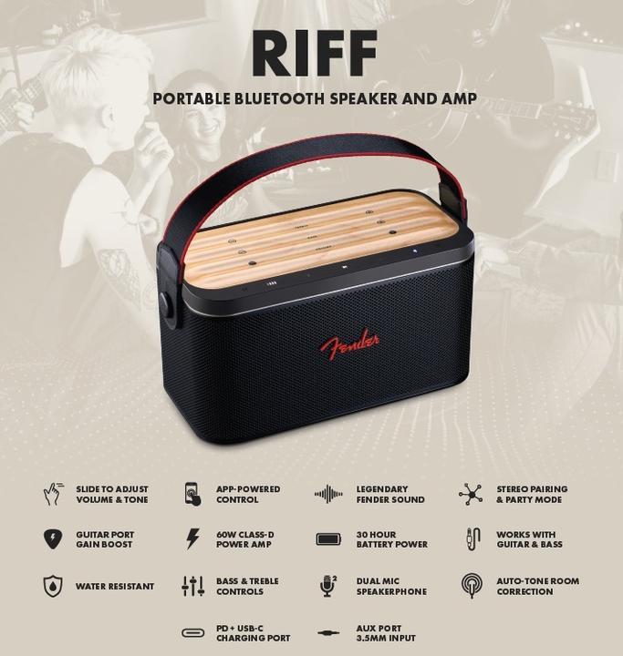 Produktbild Fender RIFF 60W Bluetooth Lautsprecher (30 h, Akkubetrieb)