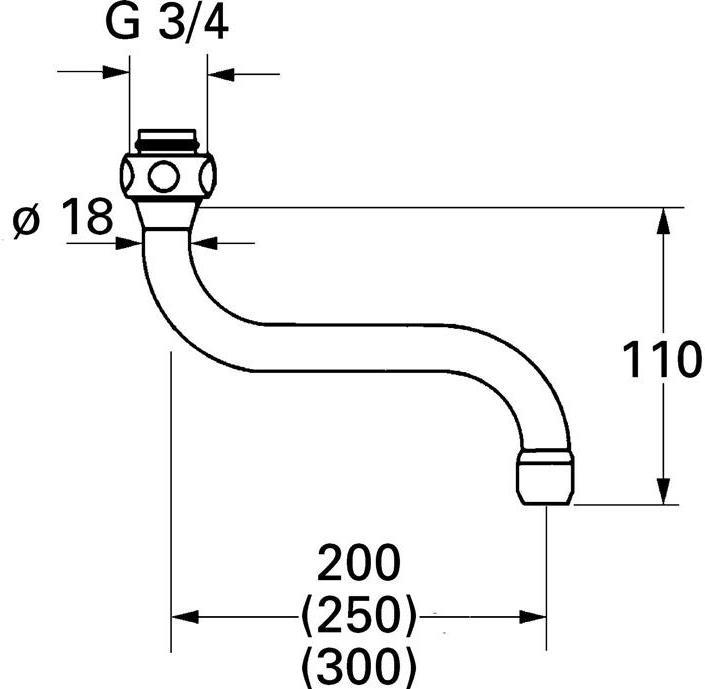 Produktbild Grohe S-Auslauf 5 Stück Ausldg 200mm chr