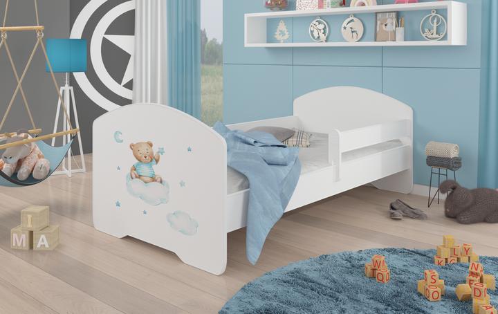 Actual product image ADRK Furniture Bed with Mattress and Railing PEPE TEDDY BEAR AND CLOUD 140x70 (140 x 70 cm)