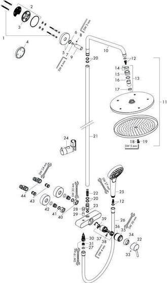 Immagine prodotto hansgrohe HG Pipe doccia CROMA SELECT 280 AIR 1JET DN 15, con miscelatore monocomando cromo