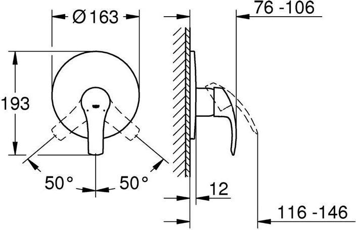 Produktbild Grohe Einhand-Brausebatterie EUROSMART Fertigmontageset f 35501 chr