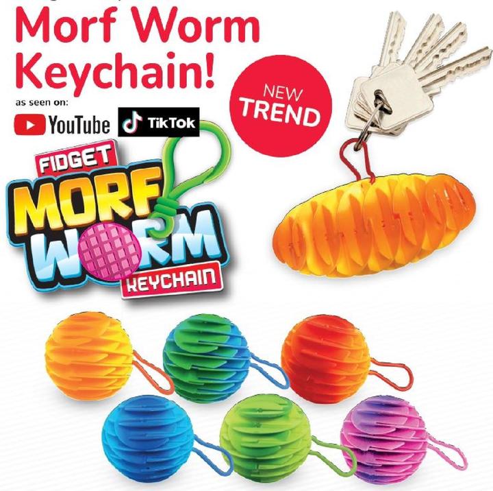 Actual product image Toi-Toys Morf Worm Fidget key ring