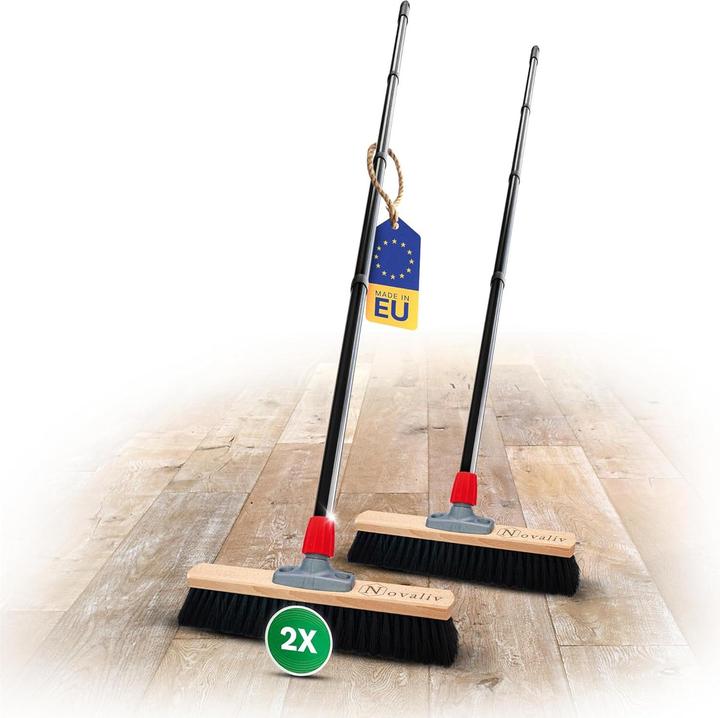 Produktbild Novaliv 2X Saalbesen 40 cm mit Stiel Borsten Rosshaarbesen Besen fein Ideal als Werkstattbesen mit S (1 Stk.)