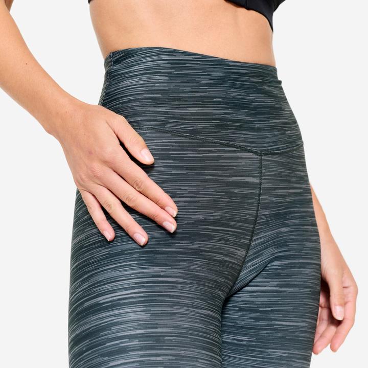 Image du produit Domyos Legging de fitness taille haute femme, imprimé gris chiné