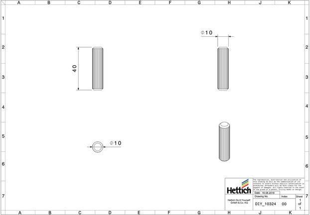 Produktbild Hettich Holzdübel 10 x 40 mm