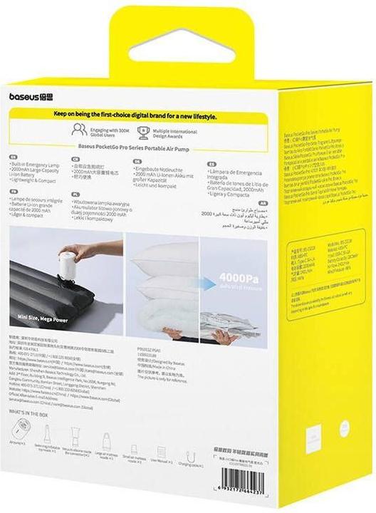 Productafbeelding Baseus PocketGo Pro-serie draagbare luchtpomp Stellar Wit (Extra vulling)