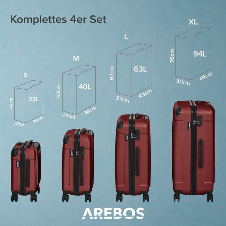 Actual product image Arebos Suitcase (94 l, Hand luggage (up to 50 litres), M (50 - 90l), L (90 - 115l), XL (from 140l))