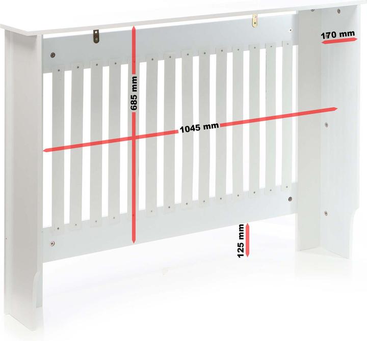 Produktbild Wiltec Toboli Heizkörperverkleidung Weiss 112x19x82cm MDF Heizkörperabdeckung Heizung