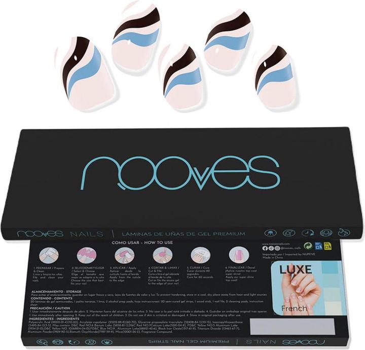 Actual product image Nooves NAILS Premium Pre-Cure Gel Nail Foils Flowing Stream Art Design Semi-Hardened Gel Nail Strips (Artificial nails)