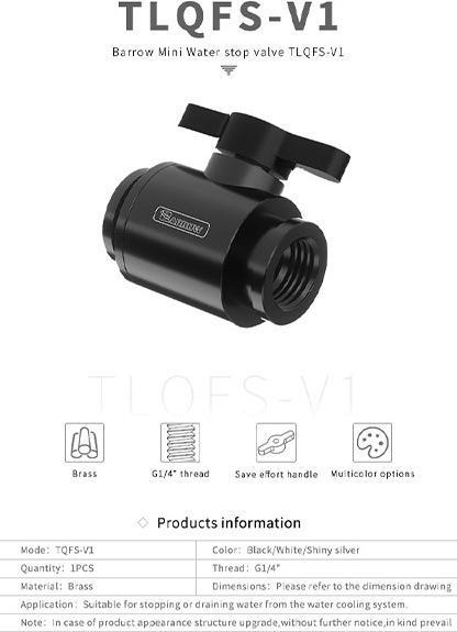 Immagine prodotto Barrow Valvola a sfera (10 mm) Valvola a sfera da G1/4 di pollice, bianco - nero
