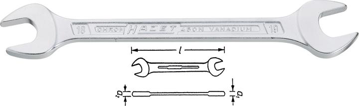 HAZET Double open-end wrench 450NA-25/32X7/8VKH ∙ Outside hexagon profile ∙ 25⁄32 x 7⁄8 ″