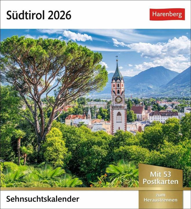 Immagine prodotto Harenberg Südtirol Sehnsuchtskalender 2026 - Wochenkalender mit 53 Postkarten (Copertina rigida, Tedesco)