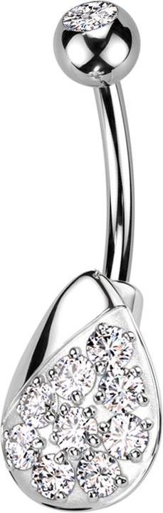 Immagine prodotto Star Piercing Banana in argento con sfera in argento con cristalli in argento e goccia con cristalli in argento (Acciaio chirurgico 316L, Ottone)