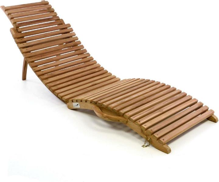 Produktbild VCM Strandliege faltbar Sonnenliege Gartenliege Liege Teakholz Faltliege (160 cm)