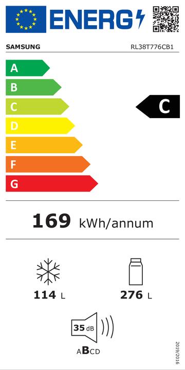 Label énergétique Samsung RL38T776CB1 (390 l)