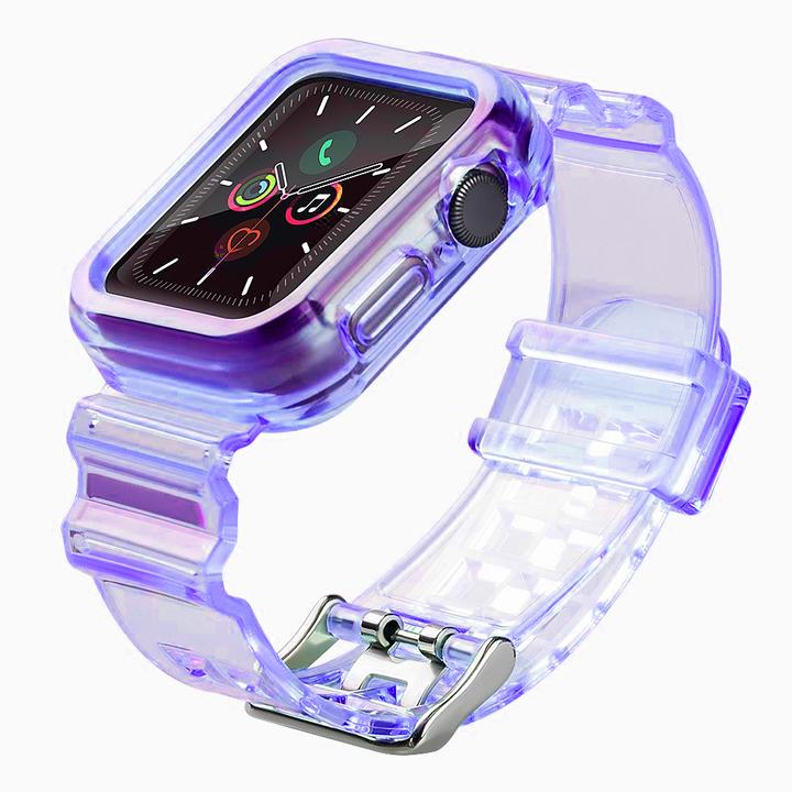 Image du produit Hurtel Strap Light Set replacement band strap case for Watch 3 38mm / Watch 2 38mm purple (TPU)