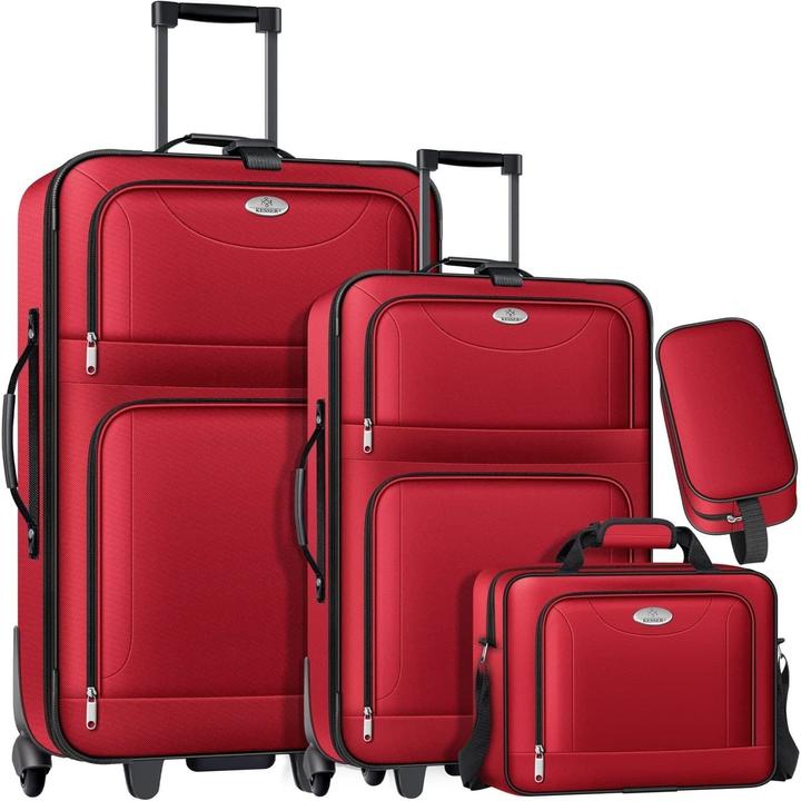 Produktbild Kesser Kofferset Rot (60 l, Handgepäck (bis 50l), M (50 - 90l), L (90 - 115l), XL (ab 115l))