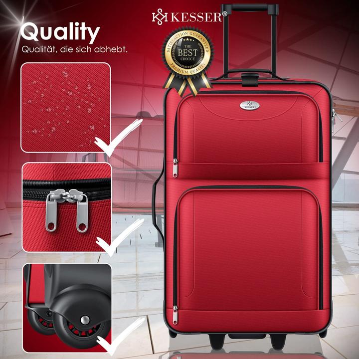 Produktbild Kesser Kofferset Rot (60 l, Handgepäck (bis 50l), M (50 - 90l), L (90 - 115l), XL (ab 115l))