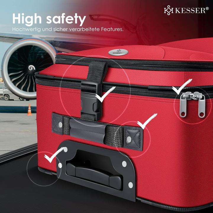 Produktbild Kesser Kofferset Rot (60 l, Handgepäck (bis 50l), M (50 - 90l), L (90 - 115l), XL (ab 115l))