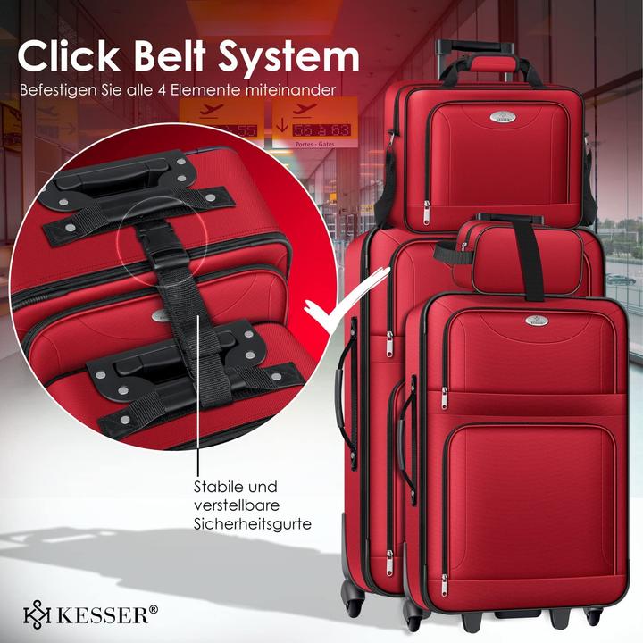 Produktbild Kesser Kofferset Rot (60 l, Handgepäck (bis 50l), M (50 - 90l), L (90 - 115l), XL (ab 115l))