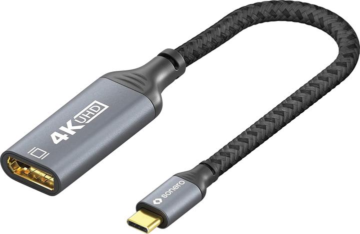 Sonero USB-C/DP-Adapter, 4K60, 18Gbps, Stecker/Buchse, grau/schwarz, 10 cm (USB Typ-C, 16 cm)