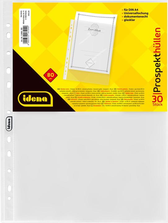 Immagine prodotto Idena Custodia per opuscoli A4 30 pezzi cristallino 80µ (A4, 30 x)