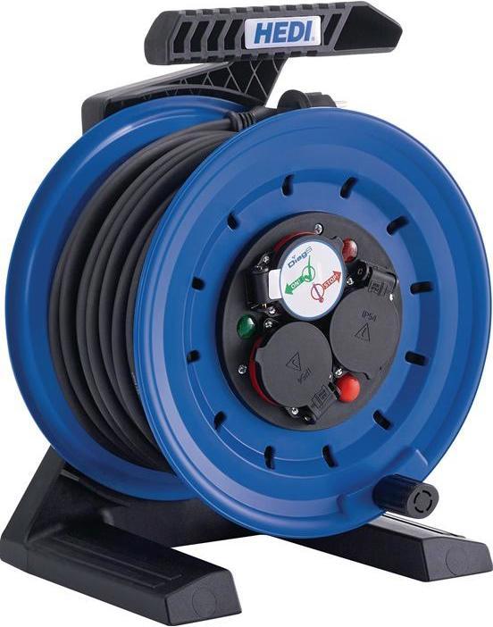 Produktbild Hedi Kabeltrommel 40 m H07RN-F 3 x 1,5 mm² 250 mm 3 Schutzkontaktsteckdosen Vollkunststoff IP44 (40 m, 4.50 mm²)