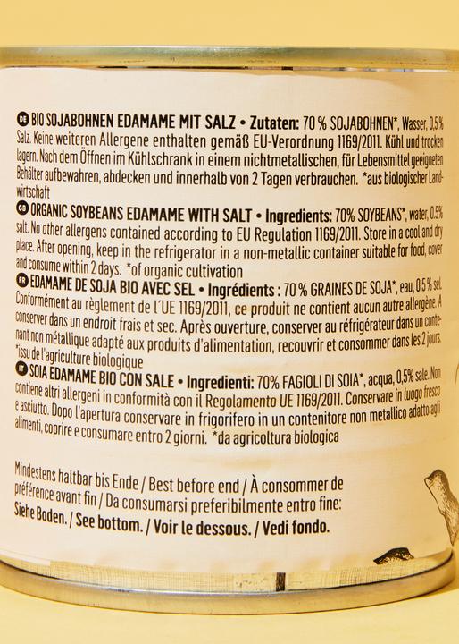 Nährwerte und Zutaten KoRo Bio Sojabohnen Edamame mit Salz (1560 g)