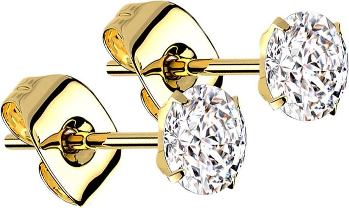 Star Piercing Ohrstecker vergoldet runder Kristall silber (ohne Messing, Titan G23)
