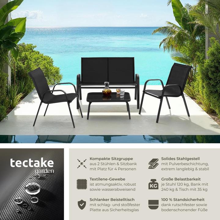 Actual product image tectake Seating group Nora for 4 people, Textilene fabric (111 cm)