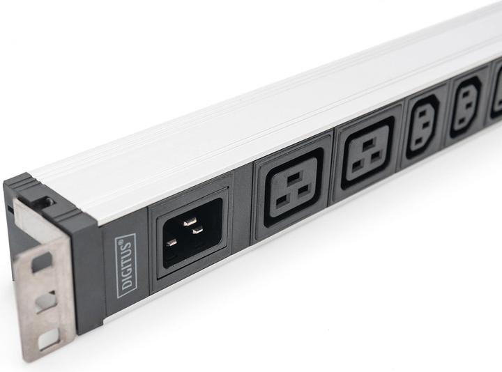 Actual product image Digitus 1U Aluminum PDU rackmountable 7xC13 2xC19 16A 230VAC 50/60Hz IEC C20 inlet