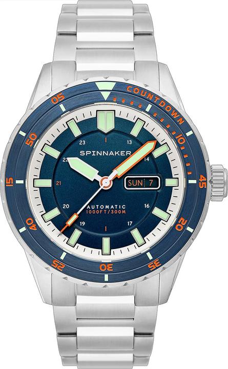 Spinnaker SP-5099-44 Herrenuhr Hass Automatik Diver 43mm 30ATM (Taucheruhr, Lünette drehbar links, 43 mm)