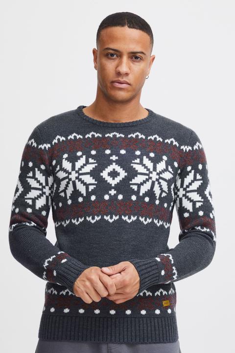 Image du produit Solid Norwig Pull En Grosse Maille Pull-Over Tricot Pour Homme Avec Encolure Rond (M)
