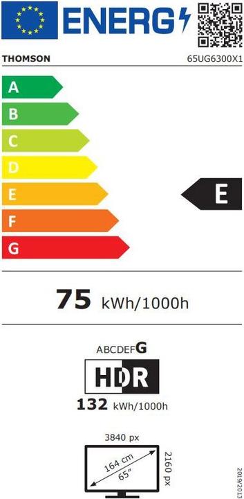 Energy Label Thomson 65UG6300 TV (65 inch) Ultra HD Smart TV WLAN (65", LCD, UHD, 2021)