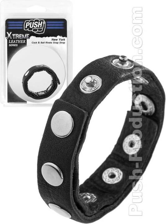 Produktbild Push Xtreme Leather New York Cock & Ball Rivets Snap Strap (9 cm)