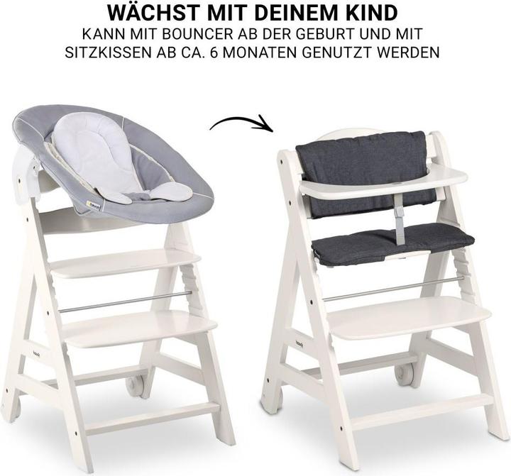 Produktbild Hauck Hochstühle Beta Plus White 5-tlg. Newborn Set - Hochstuhl + 2in1 (Hochstuhl)