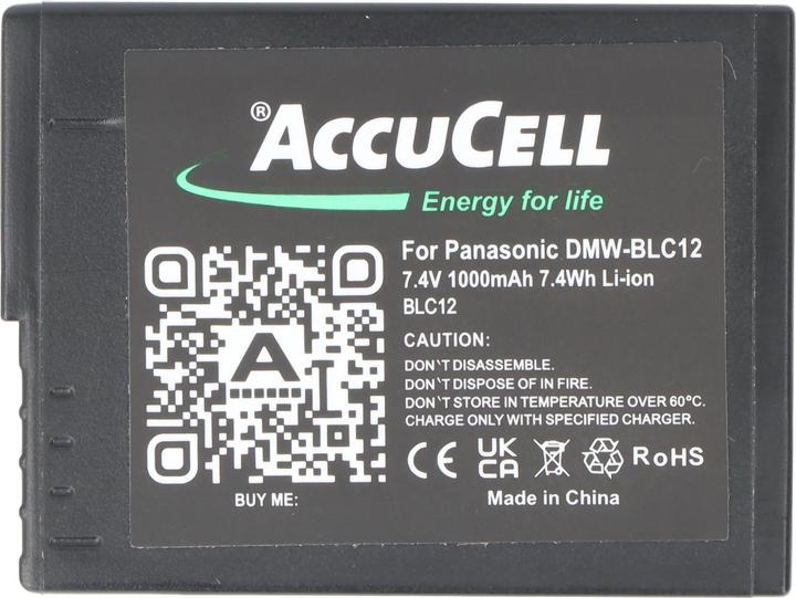 Image du produit AccuCell Akku passend für Panasonic DMW-BLC12, DMW-BLC12E, DMC-GH2 (Batterie de l'appareil photo)