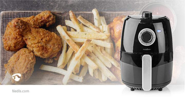 Produktbild Nedis Heissluft Friteuse | 2.4 l | Timer: 30 min | Analog | Aluminium / Schwarz (EU-Stecker)