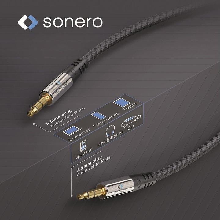 Actual product image Sonero Audio cable 3.5 mm jack with nylon jacket 2 m (2 m, 3.5mm jack (AUX))