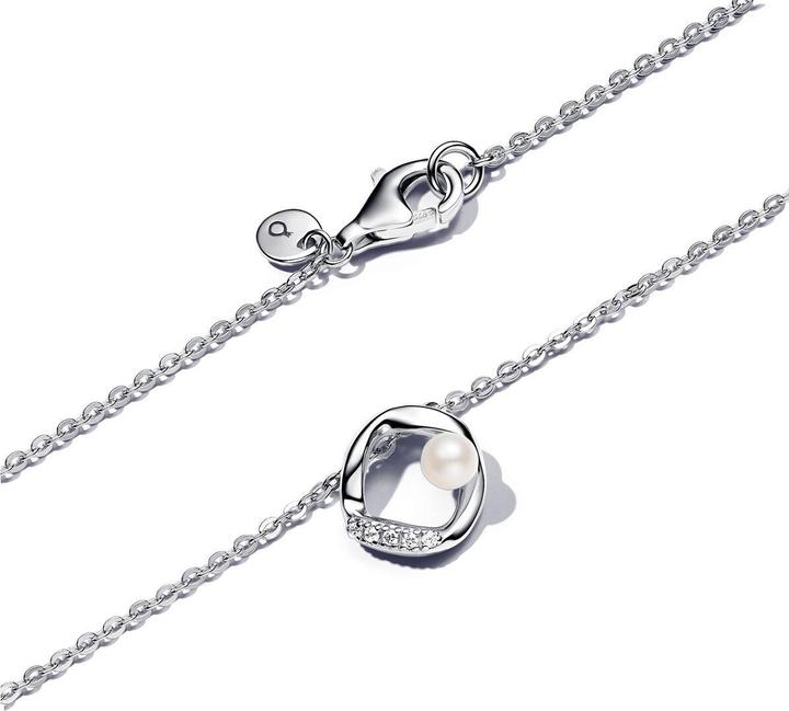 Produktbild Pandora Organisch Geformter Pavé Kreis & Behandelte Süsswasserzuchtperlen Halskette (Silber 925, 45 cm)