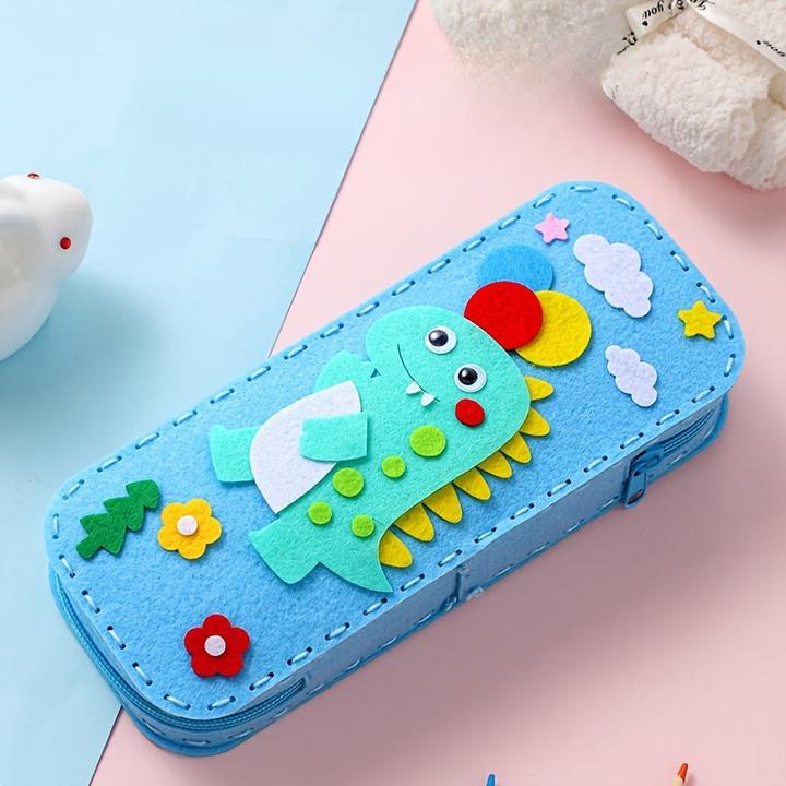 Image du produit Activity Board Set Handmade Sewing Fun Pencil Case Kit, DIY Stickerei Anfänger Handwerk Kunst, Polyester Nähen