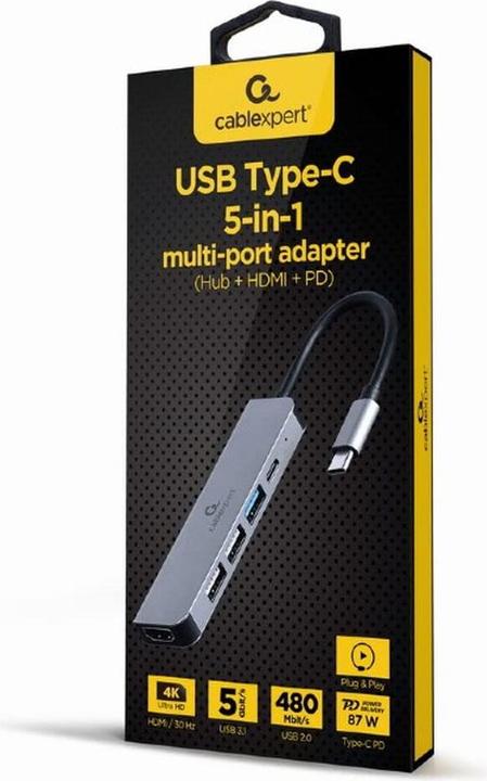 Productafbeelding Gembird Multi Port Adapter USB Type C (USB-C, 5 Havens)