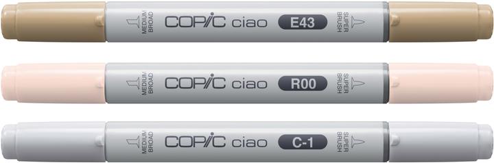 Actual product image Copic CIAO - Brand (R00 Pinkish White, C-1 Cool Gray No.1, E43 Dull Ivory, 6 mm, 3 x)