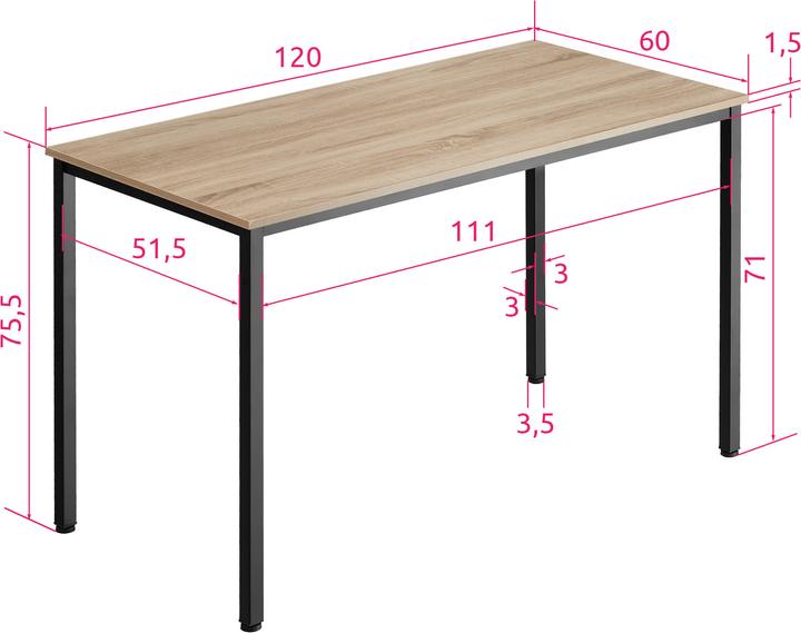 Actual product image tectake Vanport (120 x 60 x 75.5 cm)