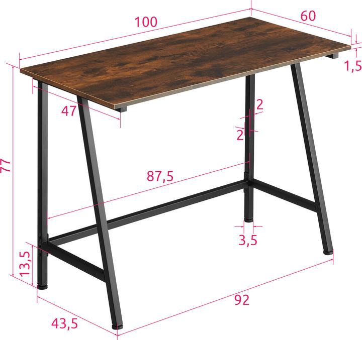 Actual product image tectake Bureau Newton (100 x 50 x 77 cm)