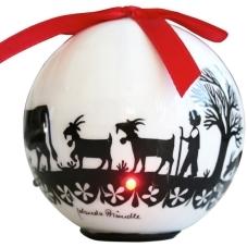Produktbild Ornamente Ornament Dekokugel mit Scherenschnitt weiss/schwarz, 6 LED's, Ã˜ 8cm